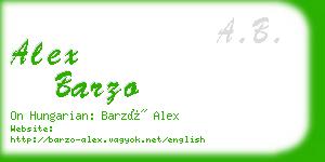 alex barzo business card